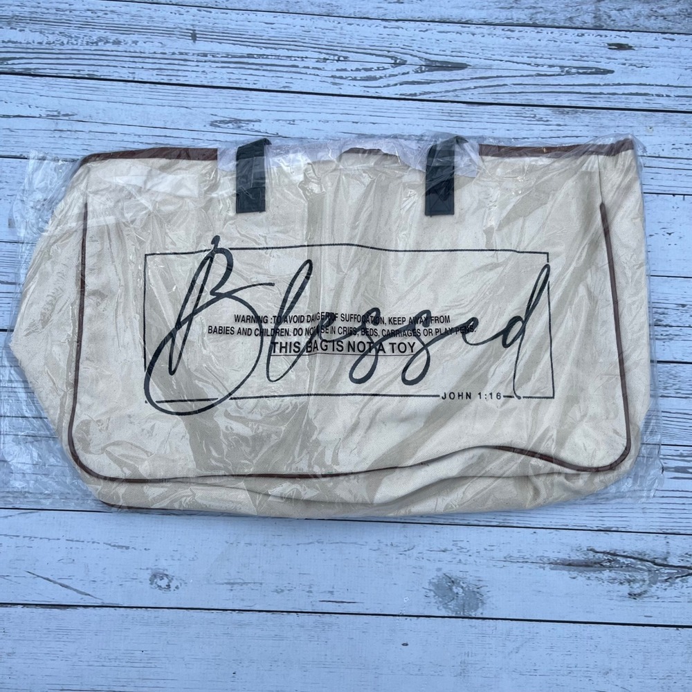 Love in Faith Blessed Inspirational Gospel Church Canvas Tote Bag John 1:16 NEW
